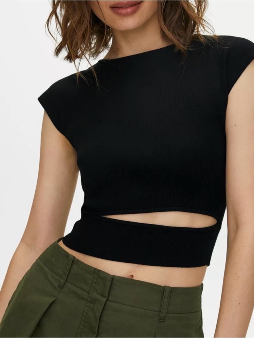 Aritzia Wilfred Free Ribbed Crop Knit Top